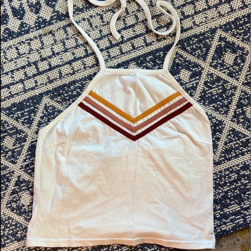 Cropped halter top with neck tie